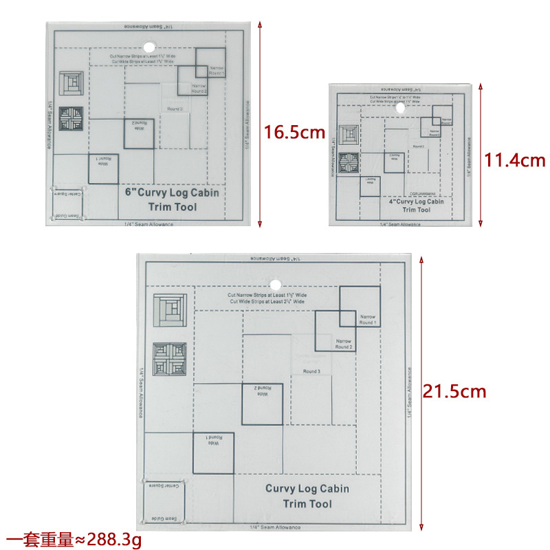 Regla de diseño de ropa Regla de mosaico de costura de forma especial de acrílico 90 ° Tela de corte Colección de plantillas de mosaico de doble regla
