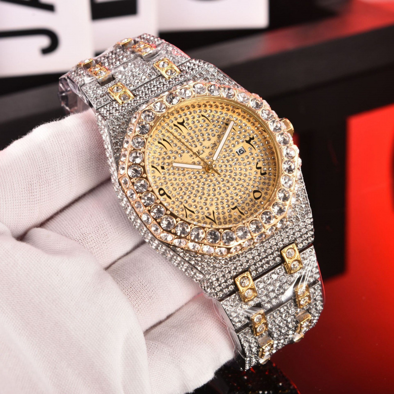 Cross-Border 2025 New Model Foreign Trade Ap Full Diamond Men's High-Quality Watch Trendy Fashion Quartz Watch