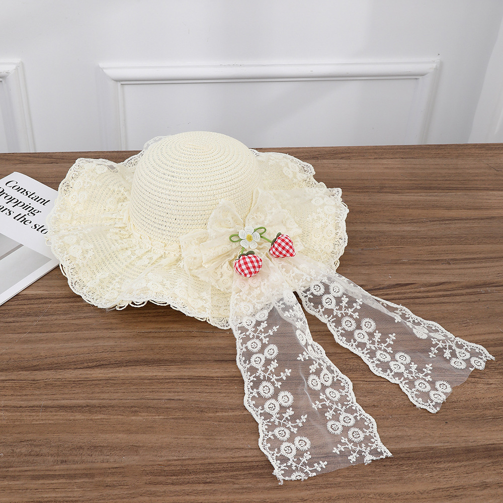 Sombrero paja ala ancha con lazo verano