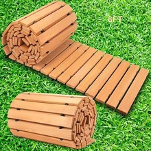 木制花园小径户外滚出弧形走道露台路径装饰木板走道海滩木路地板