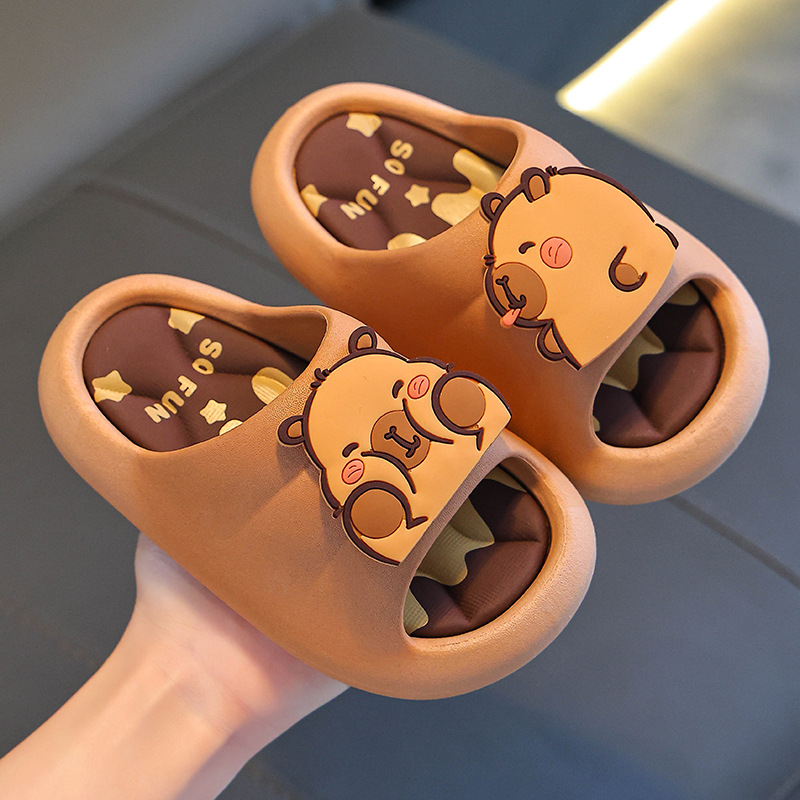 Capibara zapatillas para niños de verano anti-derrapatas con suela suave para niños de baño interior zapatillas de dibujos animados para casa