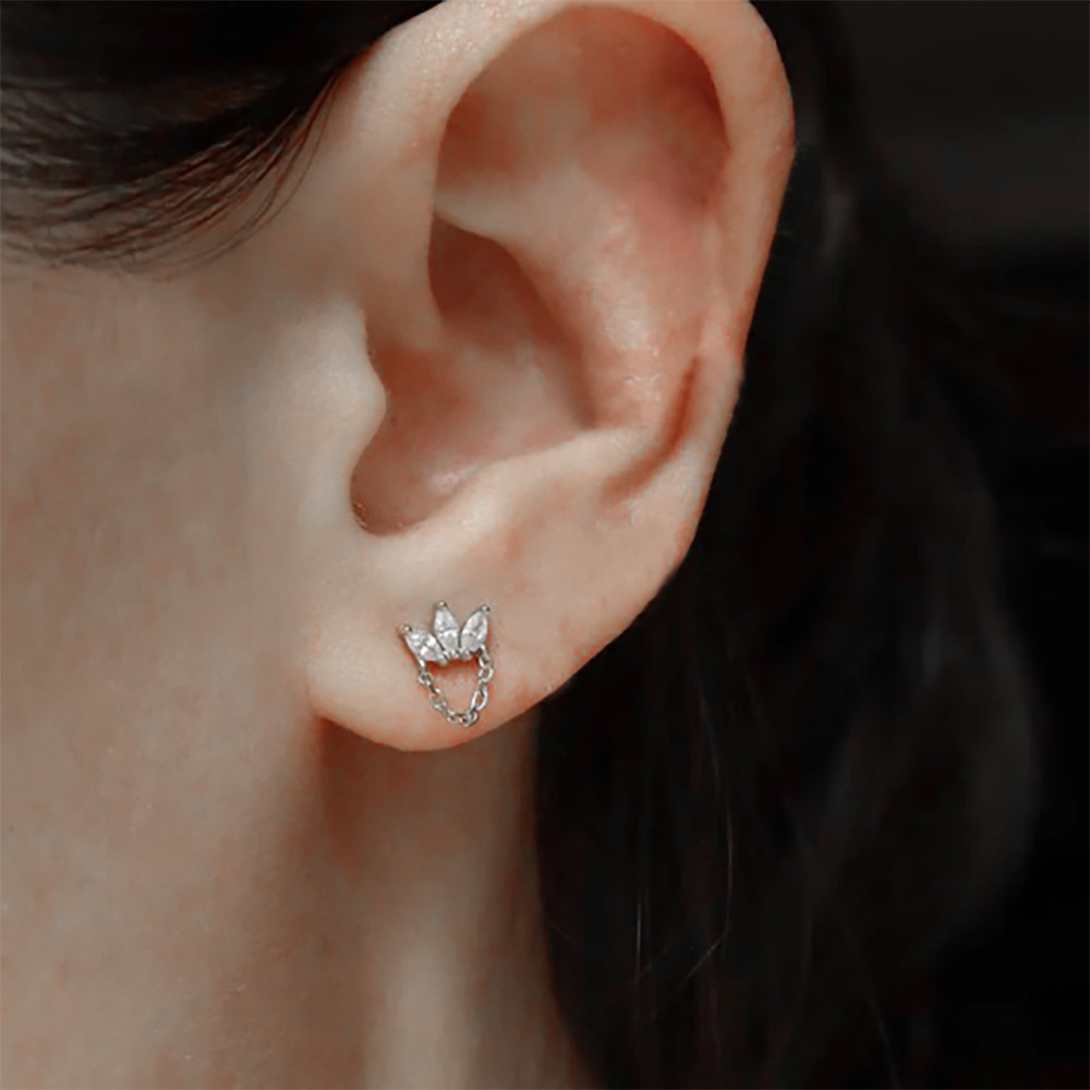 1 Pair Simple Style Geometric Solid Color Plating Sterling Silver Ear Studs display picture 3