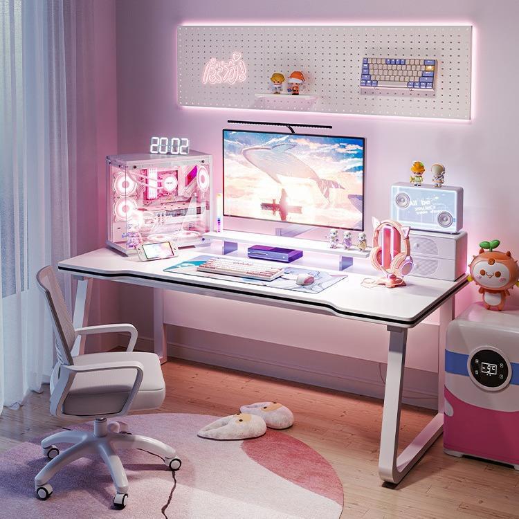 Home E-Sports Table White Computer Table Desktop Internet Celebrity Live Broadcast Girls Bedroom Table Simple Office Desk Book Wholesale