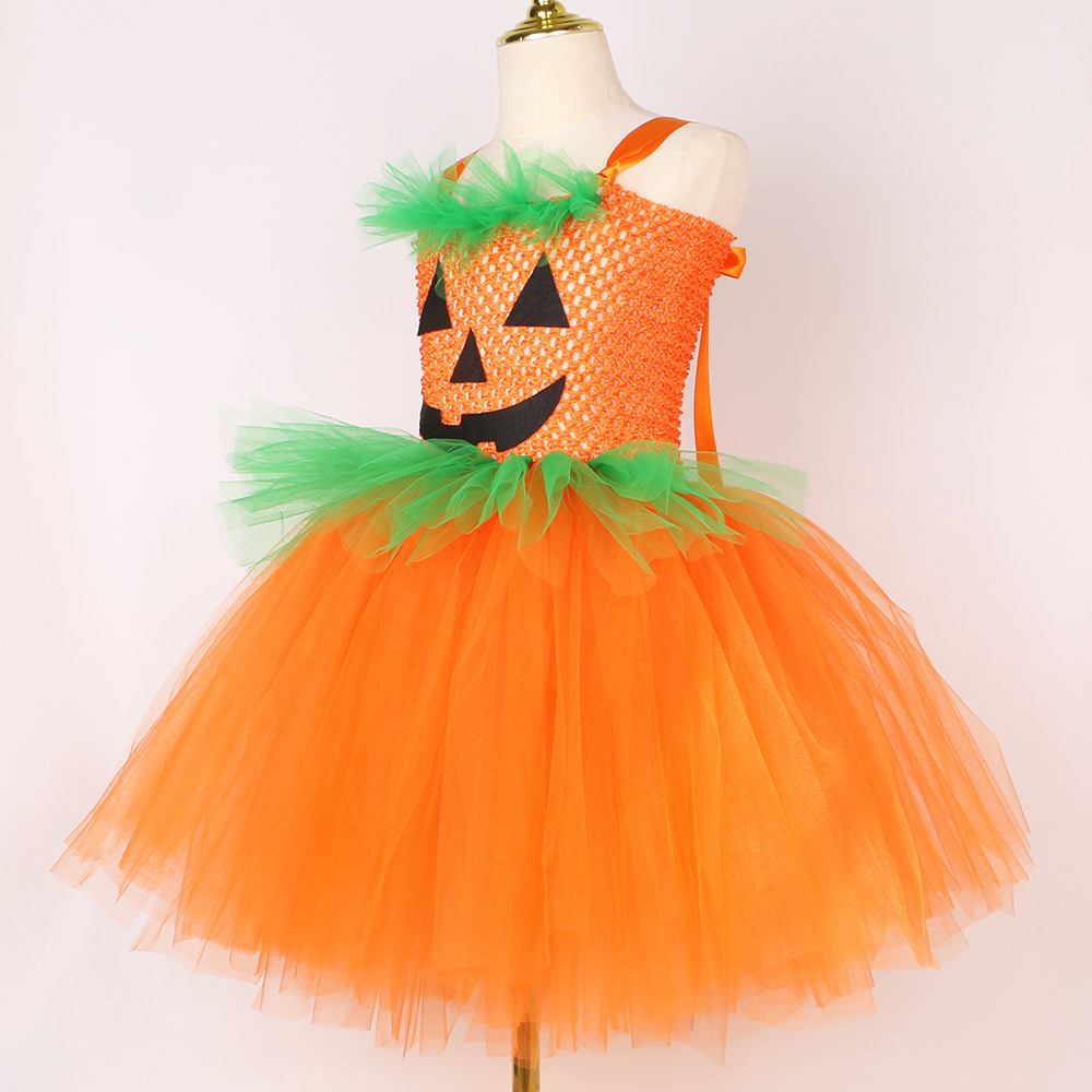 Baby Girls' Clothing Performance Costume Orange Mesh Tutu Princess Skirt One Piece _voghion.com
