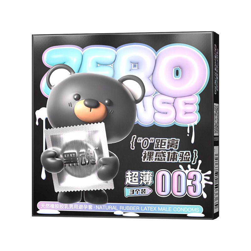 Black soul hehe bear 003 condoms 3 pack