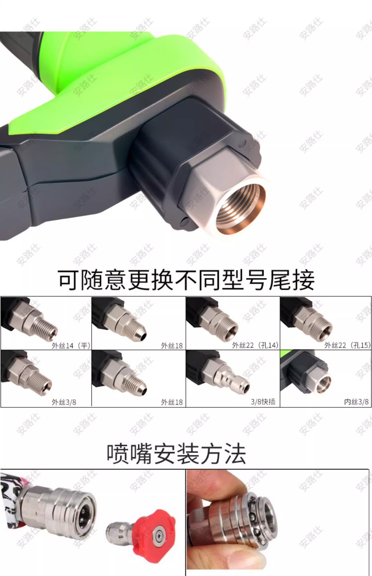 Cross-Border New High-Pressure Washer Water Gun Car Washing Machine with Stainless Steel 1/4 Quick Connector with Pressure Resistance of 5000Psi
