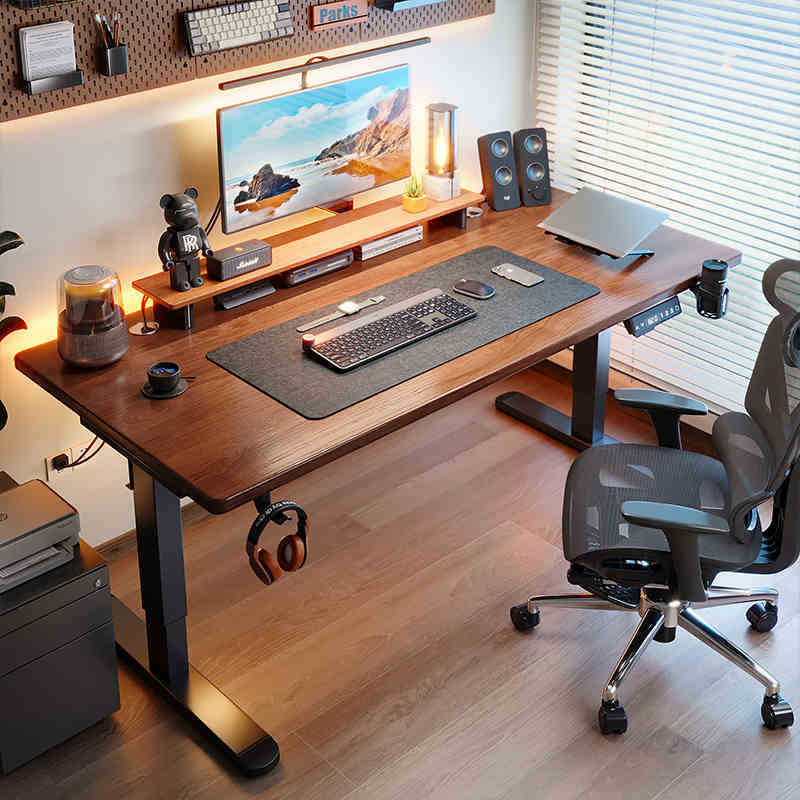 Mesa elevadora eléctrica de madera maciza, escritorio de oficina para el hogar, escritorio para computadora inteligente, mesa de juegos elevable, banco de trabajo de aprendizaje