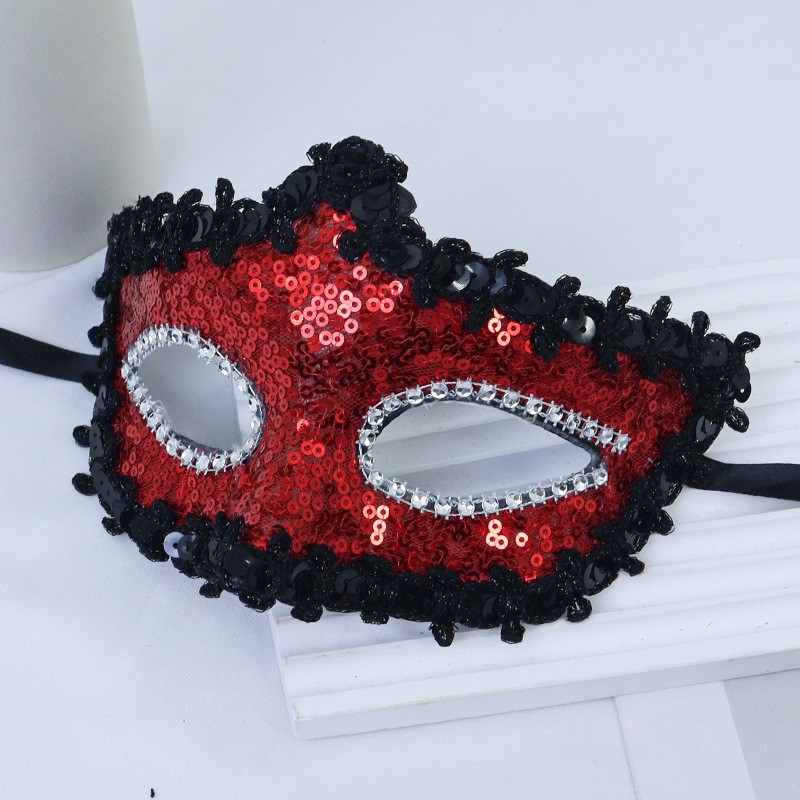 Nuevo cross-border Halloween sequinado baile media cara máscara de fiesta misteriosa sexy vestido de moda damas máscara de ojos