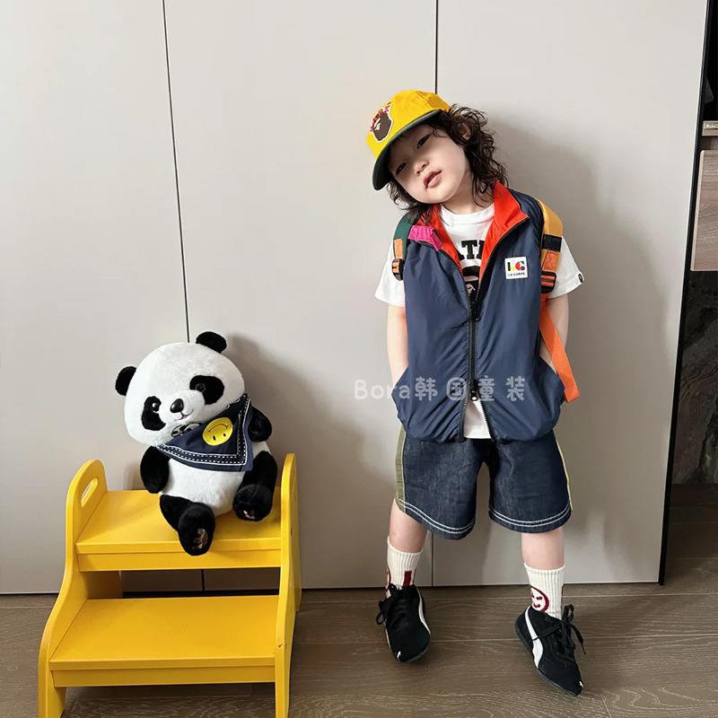 男の子サマースーツ子供用2025新作トレンドブランドハンサムストリートベストベビー女の子韓国風洋風2点セット|undefined