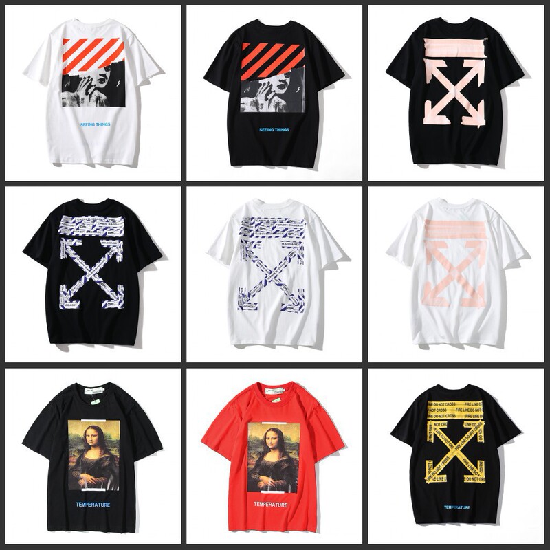 Off Ow White Monet Oil Painting Arrow T-Shirt Unisex Loose Couple's Wear Limited Edition Short-Sleeve Trendy 19Ss