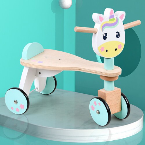 Wooden children's four-wheel power-assisted balance scooter anti-rollover scooter indoor area baby walker toy