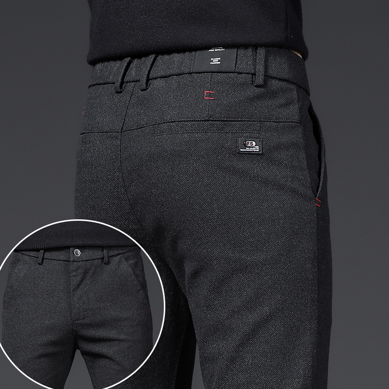 Casual Pants Men's Autumn Korean Style Fashionable Woolen Slim-Fit All-Match Long Elasier Pants Scrub Men's Pants Spring Autumn and Winter