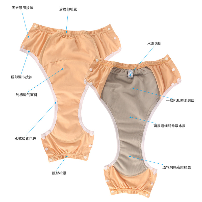 Pañales de tela para adultos de algodón de nuevo estilo para ancianos incontinencia ropa interior lavable a prueba de fugas pantalones de pañales personalizados de fábrica al por mayor