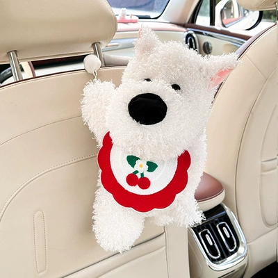 Box Trash Can Two-In-One – Car tissue box/set - puppy-tissue-box-red-cherry-style