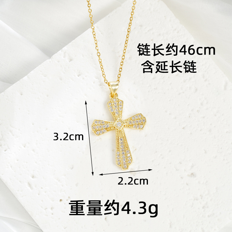 Collar de oro de arena vietnamita transfronterizo Pendientes de cruz con textura de diamantes de estilo europeo y americano