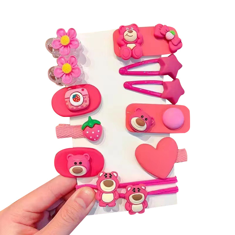 Niños Super lindo oso fresa dibujos animados horquilla bebé niña accesorios para el cabello flequillo clip tocado niña horquilla BB clip