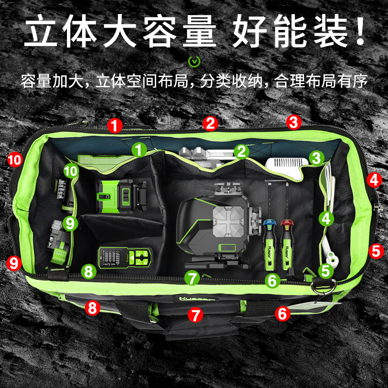 HUEPAR 다기능 TOOLBOX TOOLKIT 휴대용 도구 가방 내마모성 대용량 하드웨어 도구
