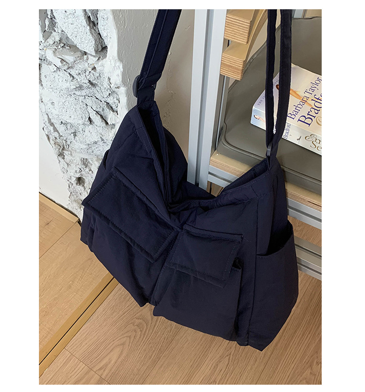 Japanese-style workwear style large-capacity single-shoulder bag, large pocket simple tote bag, ins canvas school crossbody messenger bag undefined