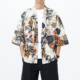 2025 Summer Ethnic Style Artistic Fashion Chinese Style Men's Retro Trend Cardigan Sun Protection Clothing Kimono Robe