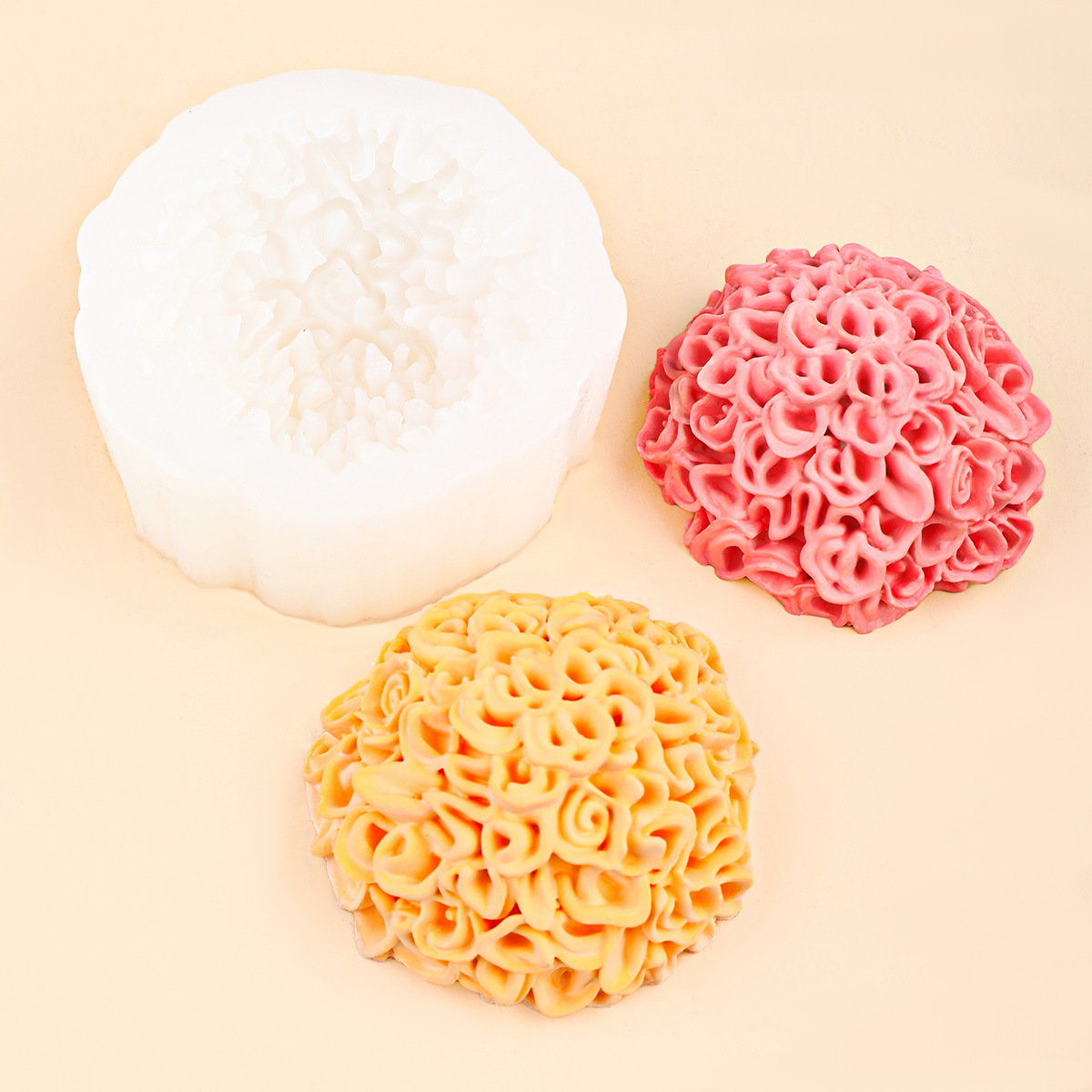 Molde de silicona de flor de caléndula, bola de rosa, vela de aromaterapia de crisantemo, molde de decoración de yeso, molde de chocolate fondant