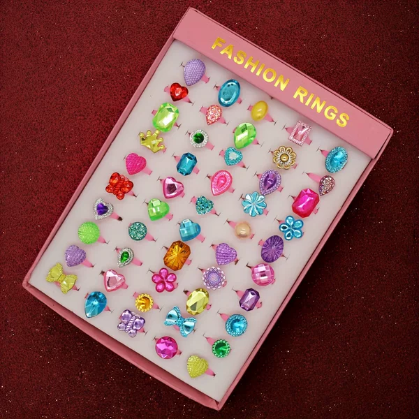 Children's Cartoon Gemstone Rings for Girls, Cute Princess Toy Rings, Bulk Kindergarten Gifts Wholesale