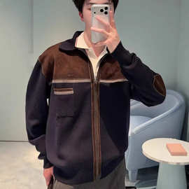 天花板高版本MIU缪缪家   新款经典翻领皮革徽标拉链开衫夹克外套