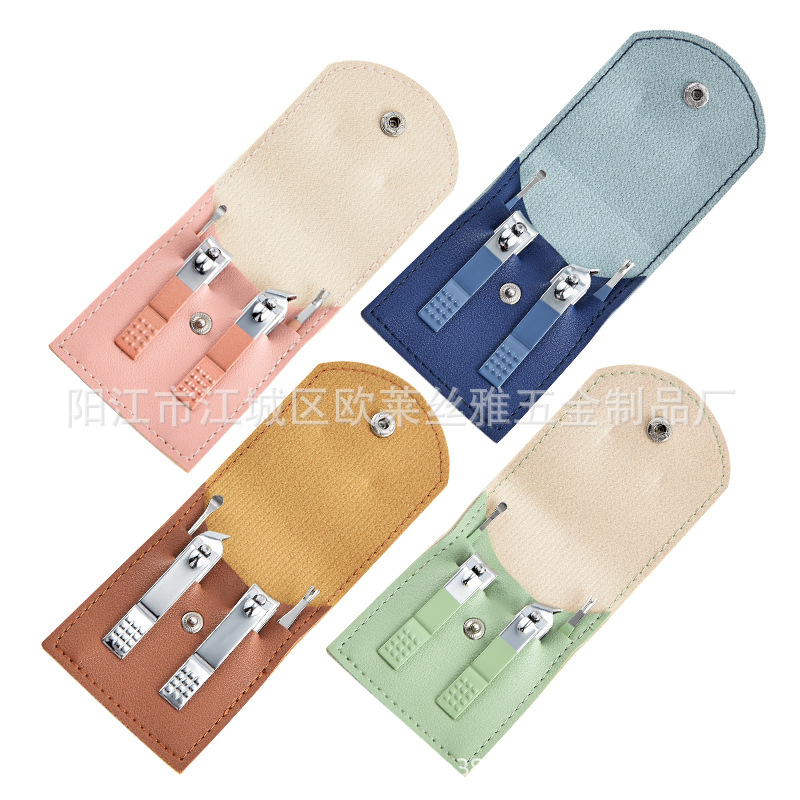 Fabricante de bolsas de hebilla Spot Juego de cortaúñas Juego de cortaúñas Juego de 4 piezas Bolsa de hebilla plegable Herramienta de manicura portátil