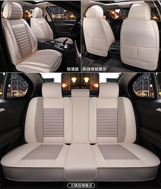 Car Seat Cushion, Universal for All Seasons, Fully Enclosed Seat Cover, Linen Breathable Fabric Seat Cushion, Universal Seat Cushion Cover for Five Seats in the Car