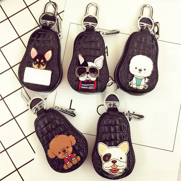 Car Key Bag Cartoon Puppy Lock Key Women's Volkswagen Toyota Audi Cute Cowhide Card Bag Women's