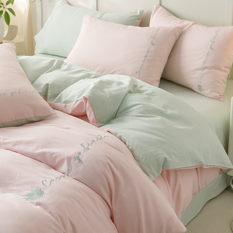 ins algodón puro cuatro piezas simple bordado sábanas de algodón cubierta de colcha de tres piezas para una sola persona 2025 nueva ropa de cama