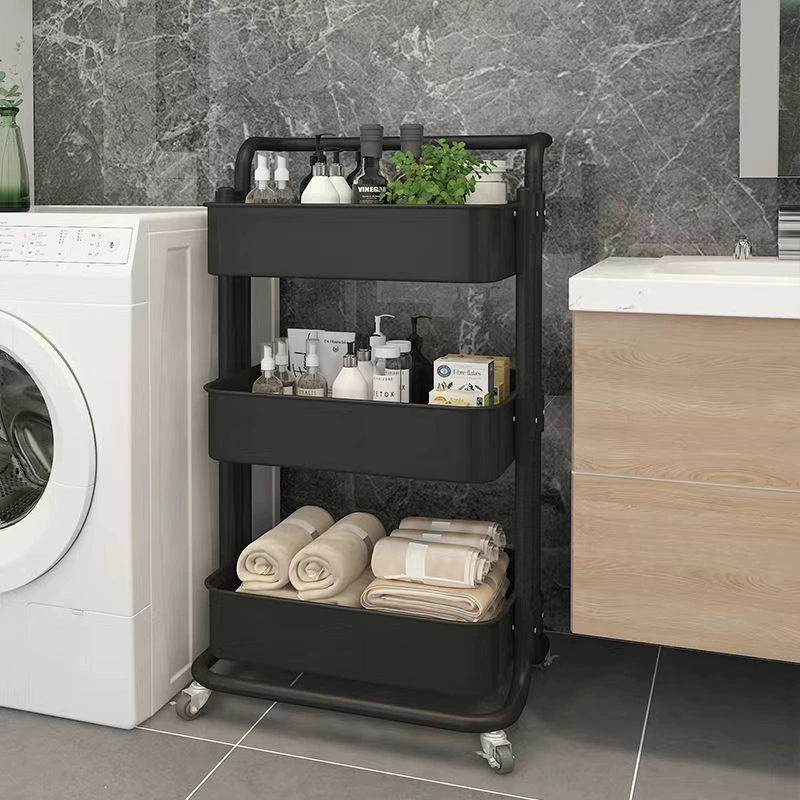 Lask Carbon Steel Kitchen Storage Rack Bathroom Snack Storage Rack Removable Multi-layer Simple Trolley