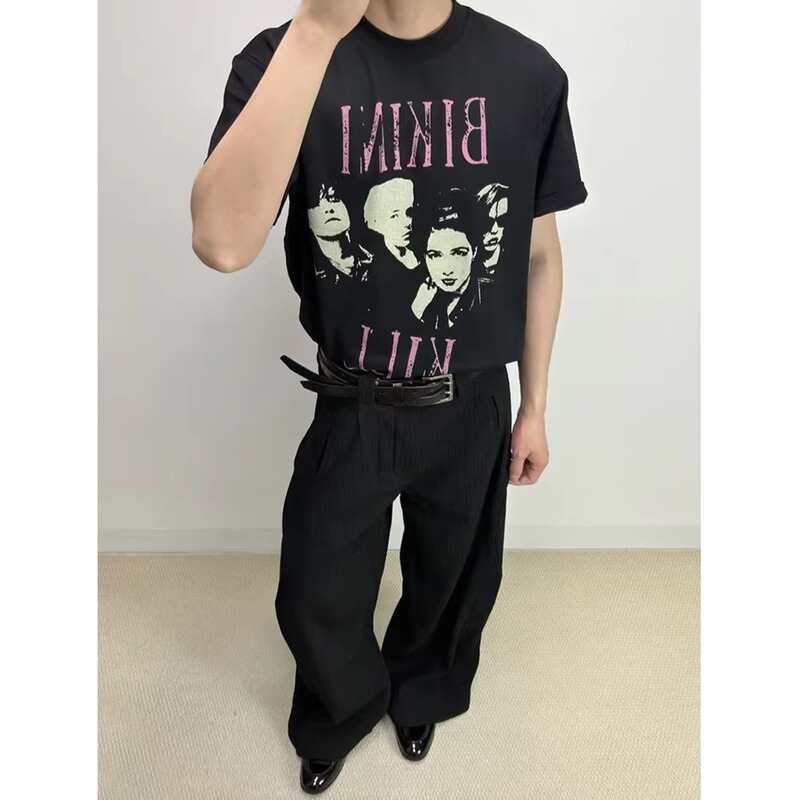 2026 American-Style New Versatile Pump Band Tee Digital Direct Print Sorona Sorona Ice-Feel Short Wide T-Shirt