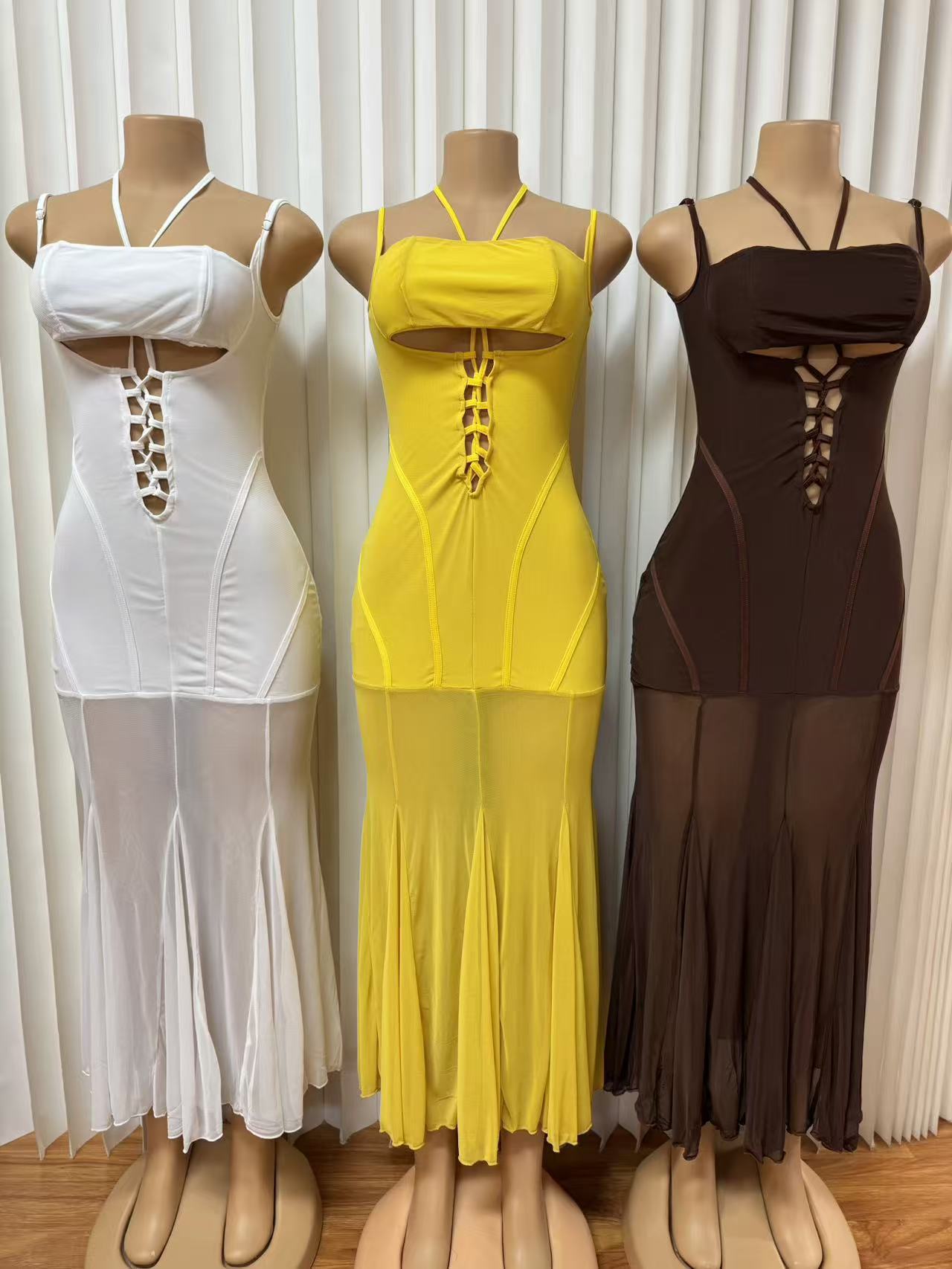 Sensational Cut-Out Bodycon Mermaid Mini Dress With Lace-Up Detail | Sexy High-Waisted Bustier Dress For Vacation & Night Out_ecoleips.com