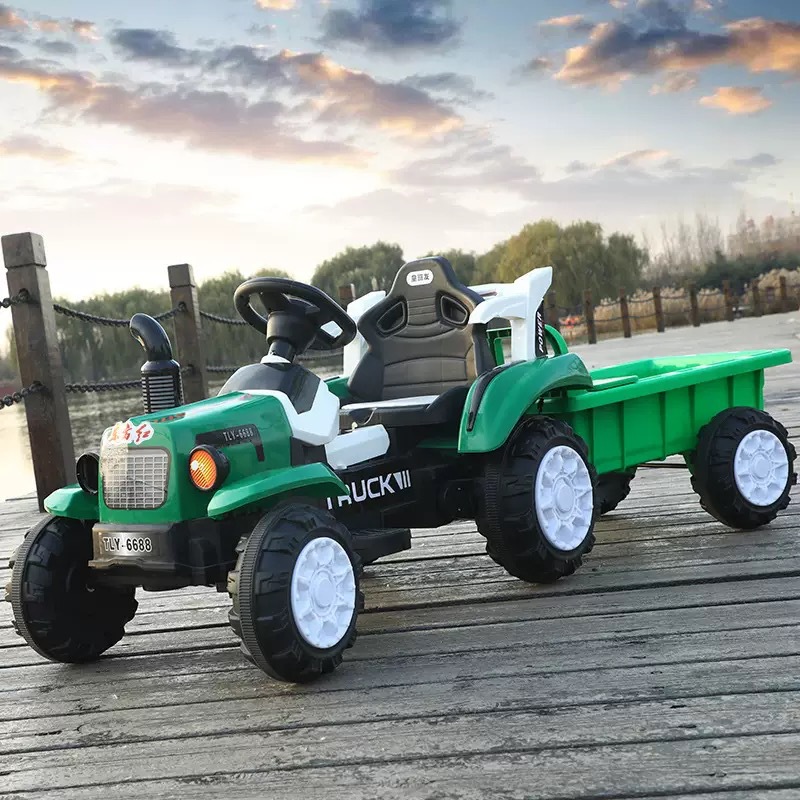 Tractor eléctrico para niños, vehículo de juguete eléctrico para personas, vehículo de juguete interactivo para niños controlado remotamente con cuchilla trasera