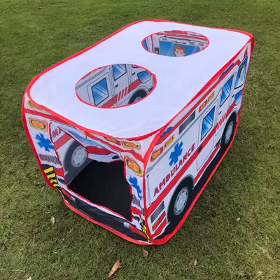 Outdoor folding children's car tent game house ocean ball pool indoor toy police fire ambulance car room (Çadırlar) - white-1107075cm