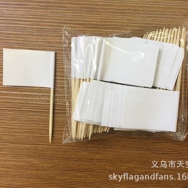 Белый пустой Флаг Зубочистки В наличии фруктовый торт флаг гамбургера воловья кожа белый флаг зубочистки можно добавить логотип