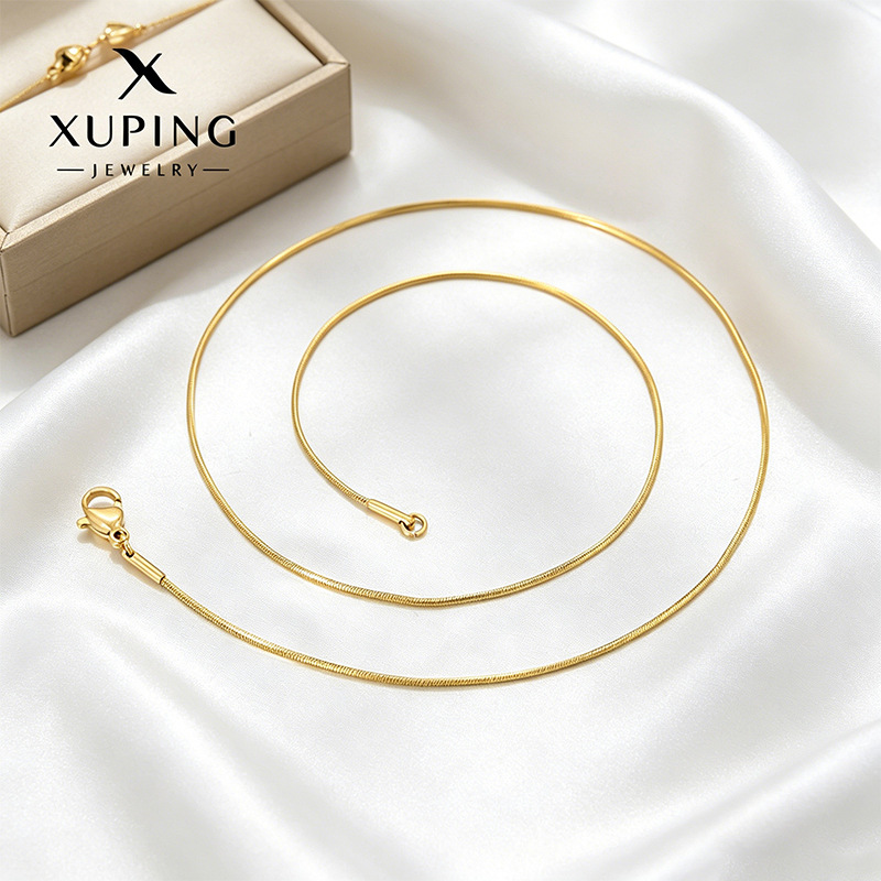 Xuping acero inoxidable transfronterizo 14k cadena de serpiente redonda estilo simple personalidad cadena de estilo joyas al por mayor