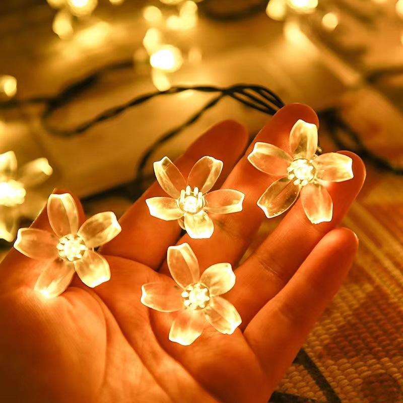 Luz solar de cerezo al aire libre impermeable decoración de jardín luz de atmósfera jardín diseño de balcón lámpara parpadeante LED lámpara de color