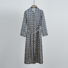 意大利Max源早秋新 100%重磅桑蚕丝斜纹绸几何印花通勤立领连衣裙