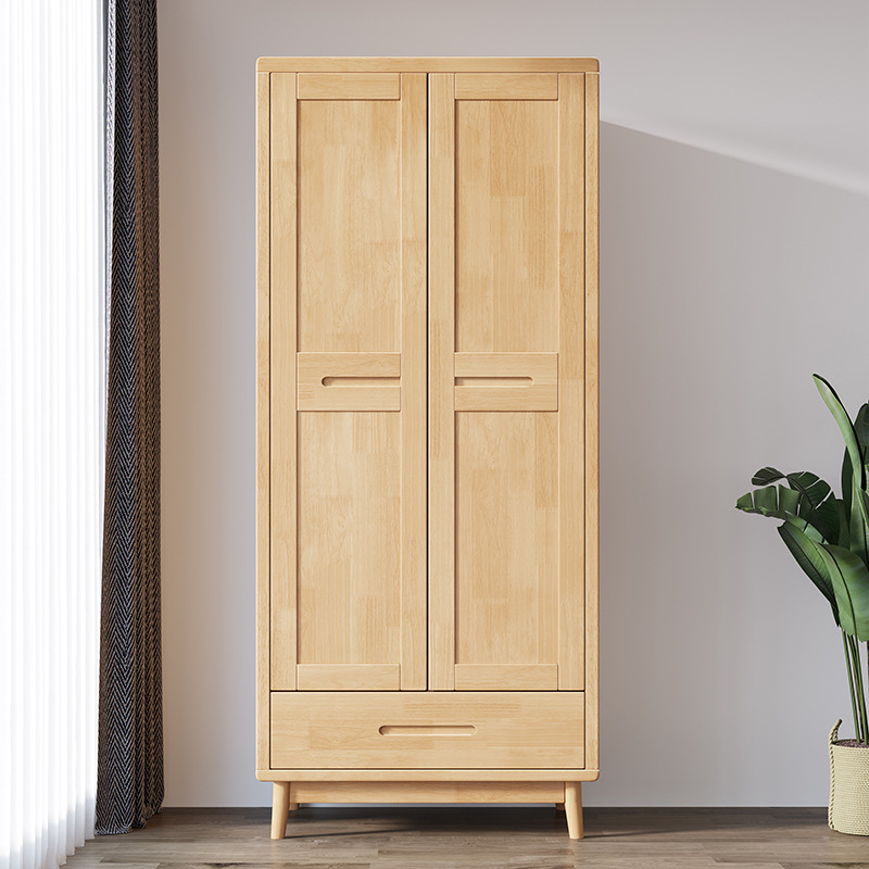 Armario de ratán de madera maciza nórdico simple moderno hogar adulto pequeño apartamento dormitorio gabinete de almacenamiento con cajón y armario image 3
