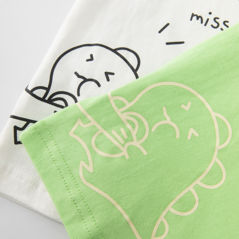 Betop camiseta de manga corta para niños verano nueva ropa para niños ropa para bebés dibujos animados dinosaurio cuello redondo media manga comercio exterior al por mayor
