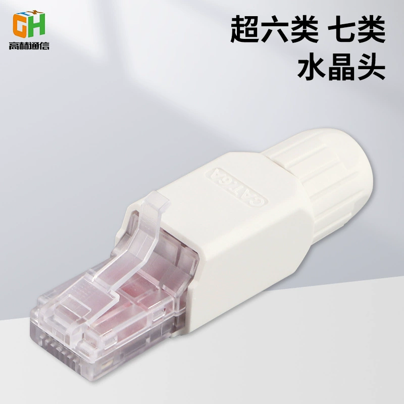 Источник заводской утолщенный позолоченный CAT6A, супер шесть семи видов хрустального разъема, неэкранированный штекер сетевого кабеля с хрустальной головкой