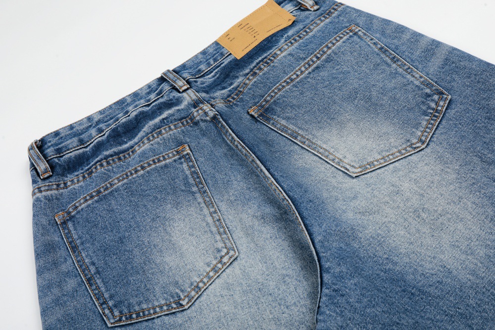 Men's High Street Trendy Ripped Washed Distressed Jeans Loose Fitting Casual Straight Leg Versatile Wide Leg Pants_mkmklike.com