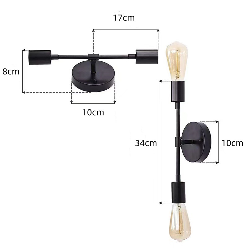 Nórdico creativo simple mesita de noche comedor lámpara de pared de hierro sala de estar pared de fondo escalera pasillo de una sola cabeza de doble cabeza pequeña lámpara de pared