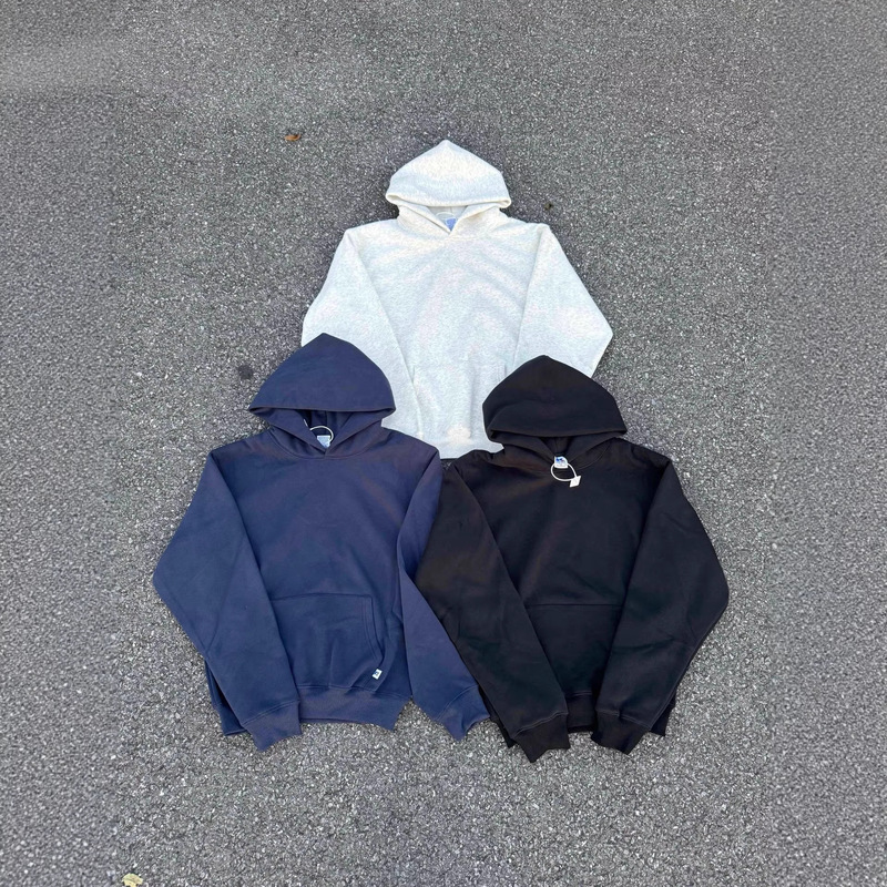 Russell Three-Color Commuter Fleece Hooded Everyday Versatile Clenanfit Short Boxy Waist-Cinching Sweatshirt Russell Three-Color Commuter Fleece Hooded Everyday Versatile Clenanfit Short Boxy Waist-Cinching Sweatshirt