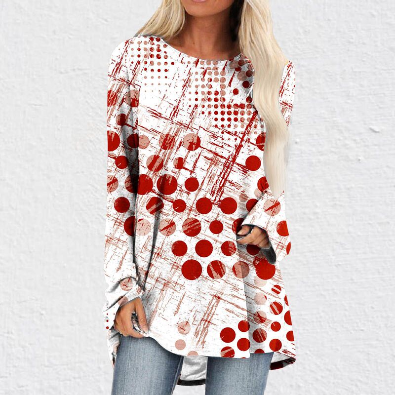 European and American holiday style plus-size women's top, vintage wooden board pattern with four-leaf clover print, raglan sleeves, round neck, long-sleeve T-shirt European and American holiday style plus-size women's top, vintage wooden board pattern with four-leaf clover print, raglan sleeves, round neck, long-sleeve T-shirt
