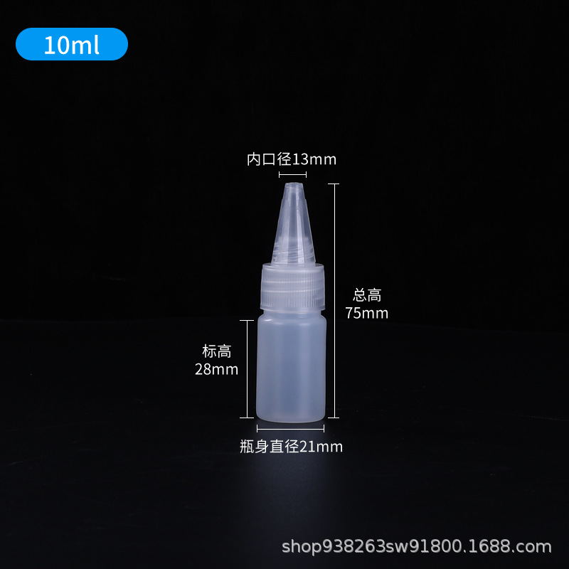 Botella de punta translúcida 10 500ml extrusible con botella de goteo de escala botella de plástico PE botella de tinta botella de pegamento