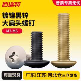 镀镍大扁头螺丝黑锌蘑菇头十字机螺钉螺栓TM大扁头螺丝钉M3M4M5M6