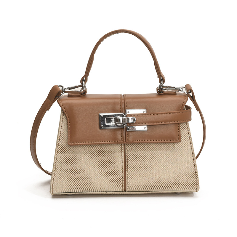 Bolso Kelly portátil de estilo explosivo transfronterizo, bolso cuadrado pequeño con costuras de arpillera para mujer, textura de alta calidad, color en contraste, bolso de mensajero de lujo ligero