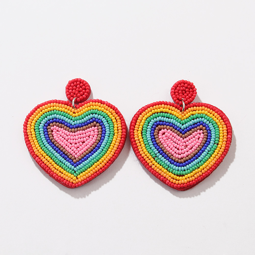 Women's Gender 1 Pair Lady Rainbow Heart Shape Glass Drop Earrings